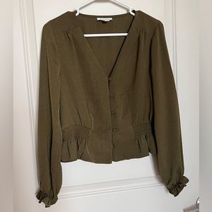 Topshop Olive/Army Green Blouse, Size 4